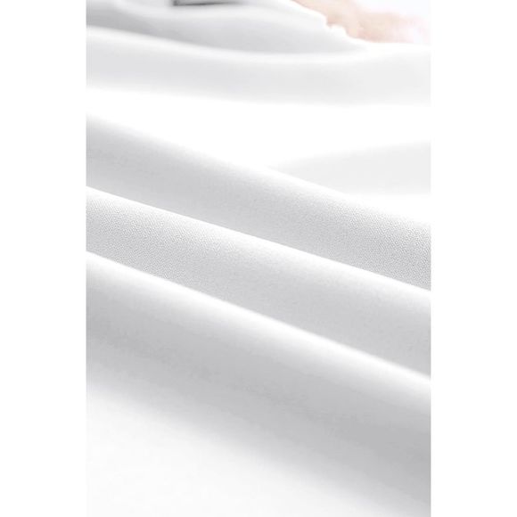 Azura Exchange  White Lace Trim V Neck Short Sleeve Blouse - Picture 12 of 15